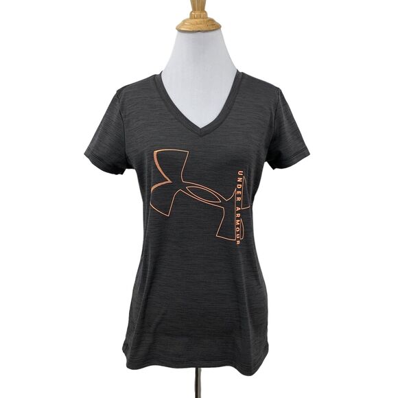 Under Armour T Shirt Womens XS Extra Small Gray V Neck HeatGear Performance Tee - Picture 1 of 10